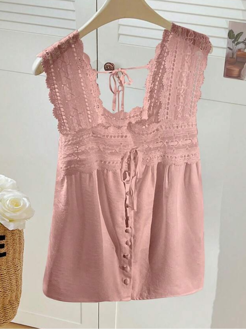 NWOT Blush Pink Lace-Trim Camisole
